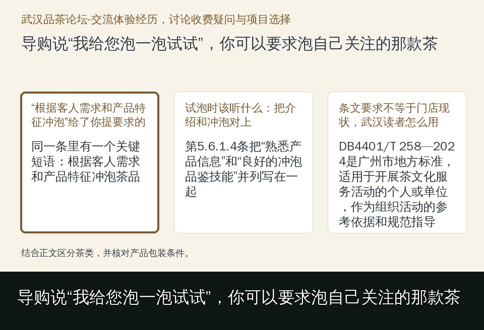 导购说“我给您泡一泡试试”，你可以要求泡自己关注的那款茶的知识要点示意图